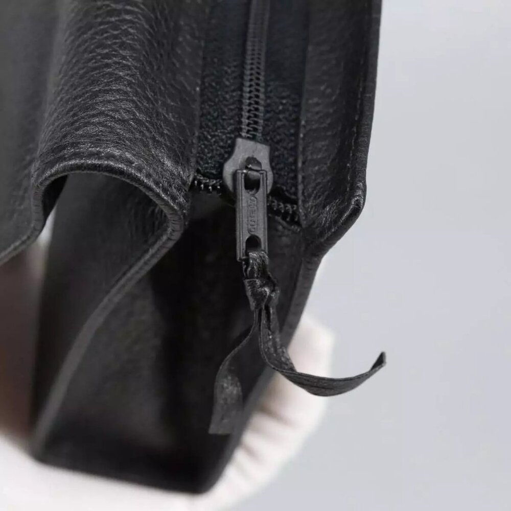 Christian Dior Pouch Leather Black Gold Auth - Picture 2 of 15